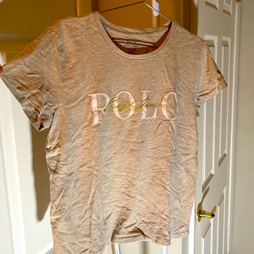 Tan and cream polo tee